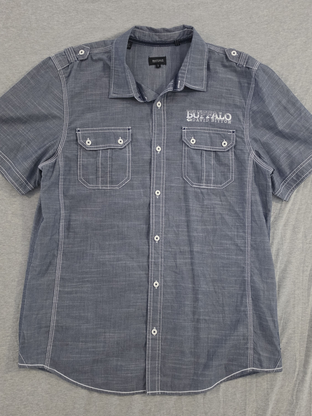 Buffalo David Bitton Men's Short Sleeve Button-Up Shirt - Blue